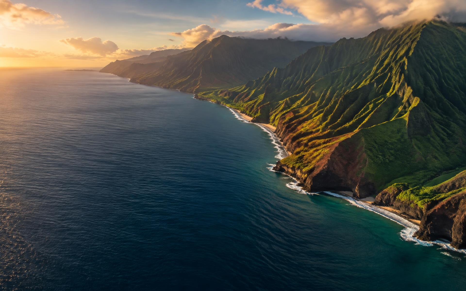 Hawaii coastline at sunrise